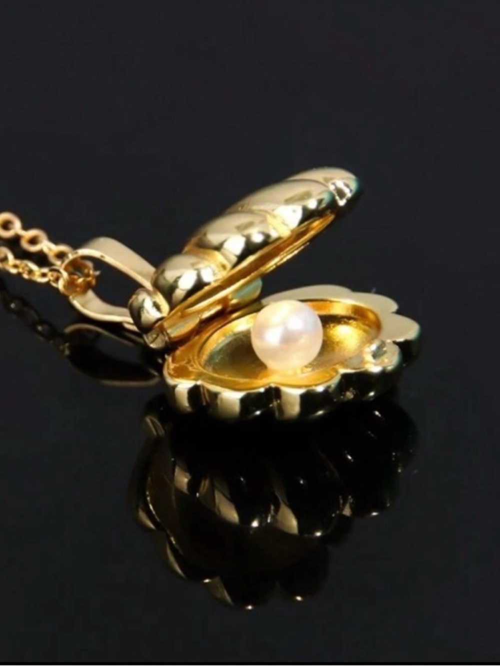 Pearl in Oyster Locket Hidden Treasure Clam Scallop Shell Mermaid Ocean Necklace